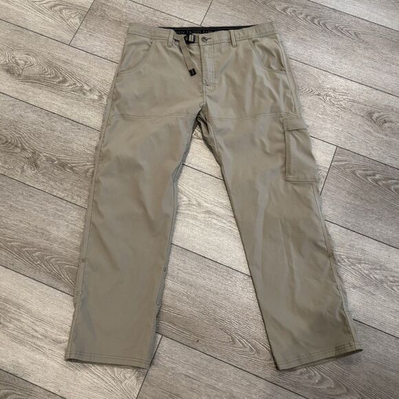 Prana Pants Mens 36x30 Beige Outdoor Hiking Convertible Snap Leg Gorpcore - Picture 2 of 9